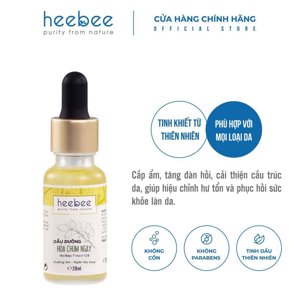 Dầu dưỡng Hoa Chùm Ngây Heebee ngăn ngừa lão hóa da và tóc 20ml | BigBuy360 - bigbuy360.vn