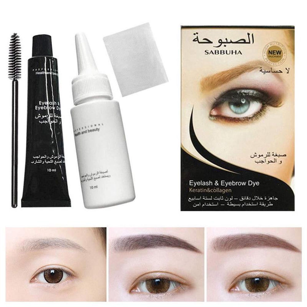 Bộ thuốc nhuộm màu lông mày trang điểm kèm mascara chuốt mi 3 màu sắc tùy chọn chống thấm nước lâu trôi