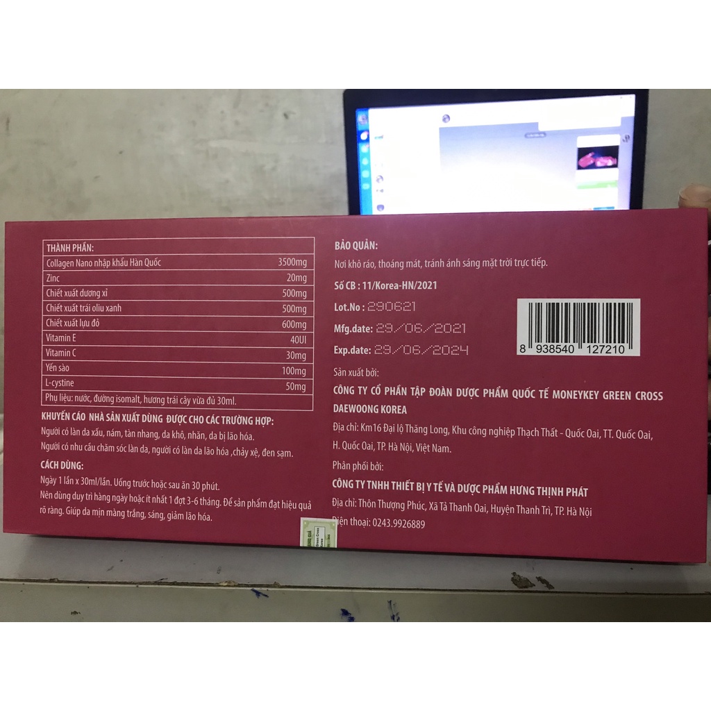 Collagen NANO - uống Hàn Quốc Hộp 7 chai làm trắng da trẻ hoá làn da xoá mờ nám đều màu da 03