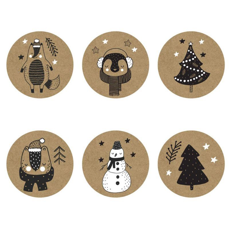 HO 500pcs/roll Christmas Stickers Tree Snowman Animals Decorative Seal Label for Scrapbooking Stationery