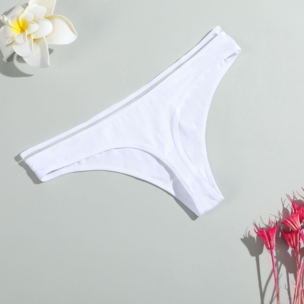 Quần lót lọt khe AOWEINISI chữ V màu trơn lưng thấp size M-XL thời trang quyến rũ dành cho nữ