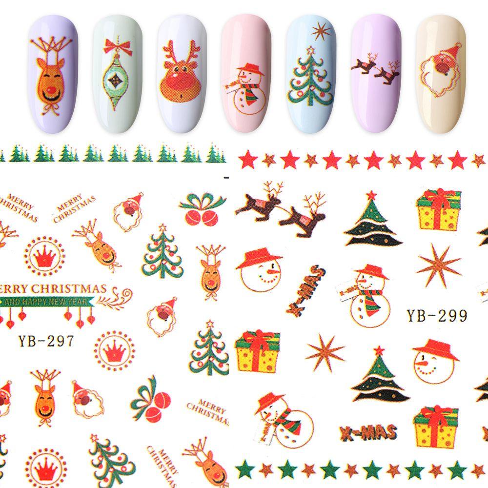 Set 12 Tấm Hình Dán Móng Tay Chủ Đề Giáng Sinh Dễ Thương