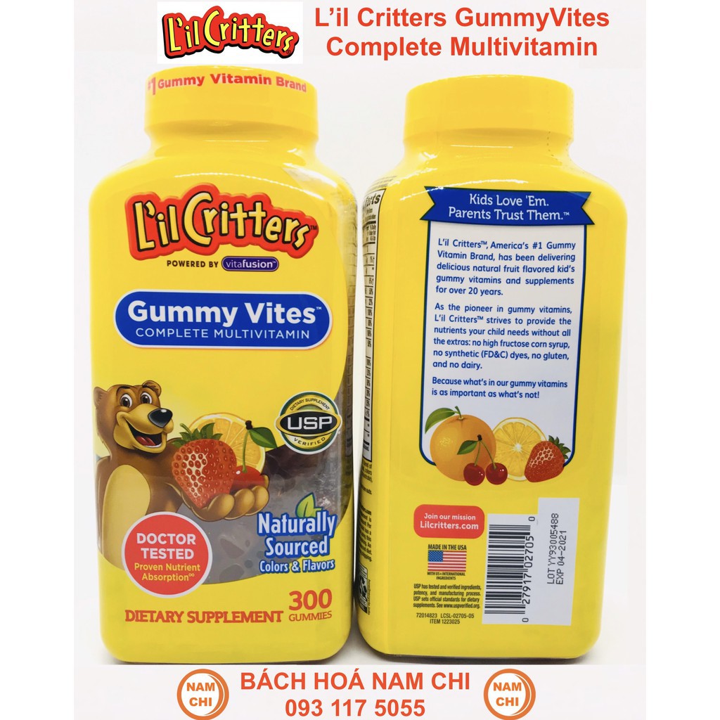 [DATE MỚI NHẤT] Kẹo Dẻo Lil Critter Gummy Vites Complete Multivitamin Cho Trẻ Từ 2 Tuổi 300 Viên