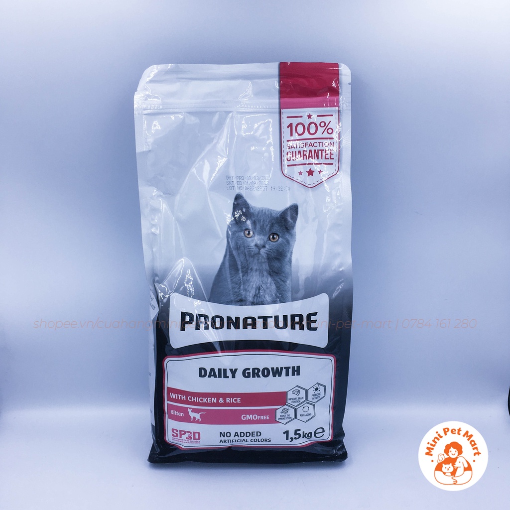 Hạt cho mèo từ 2 - 12 tháng tuổi PRONATURE 1,5kg - Dòng sản phẩm cao cấp từ Thổ Nhĩ Kỳ vị gà và gạo