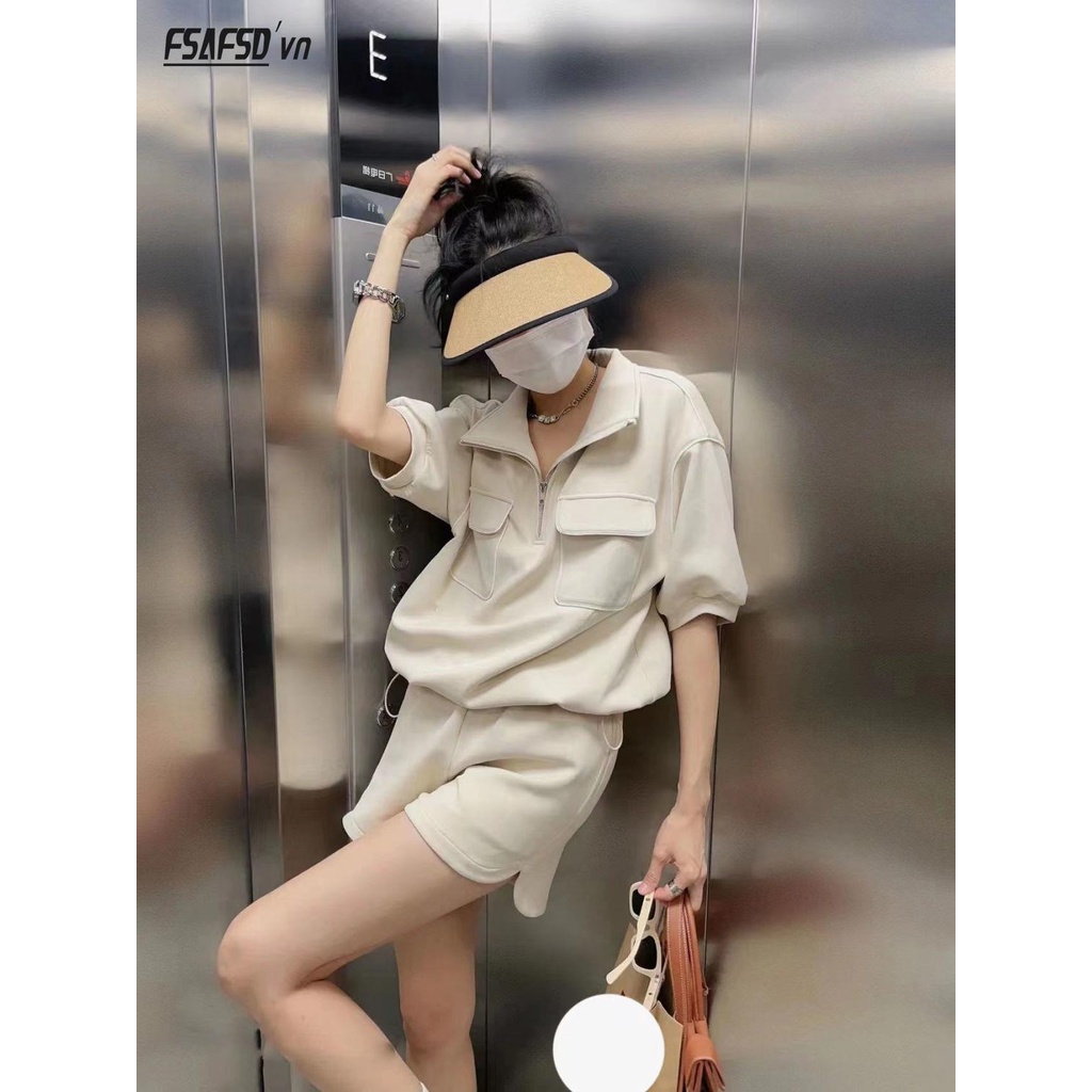 Bộ Đồ Thể Thao Áo Tay Ngắn Quần Short Dáng Rộng Phong Cách Hàn Quốc Dành Cho Nữ