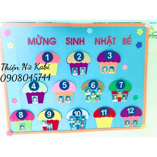 70x50 cm Nỉ Bảng mừng sinh nhật bé- trang trí lớp mầm non tiểu học