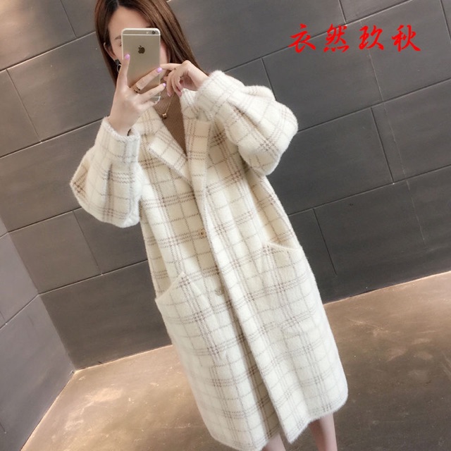 Áo khoác dạ dáng dài kẻ caro | BigBuy360 - bigbuy360.vn