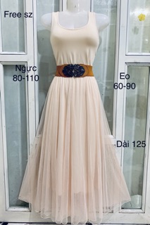 Sét đầm thun phối ren lưới và áo khoác