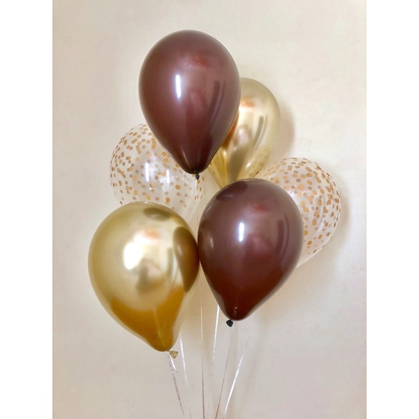 Bóng tròn trong suốt chấm bi vàng gold size 12&quot; to dày trang trí sinh nhật