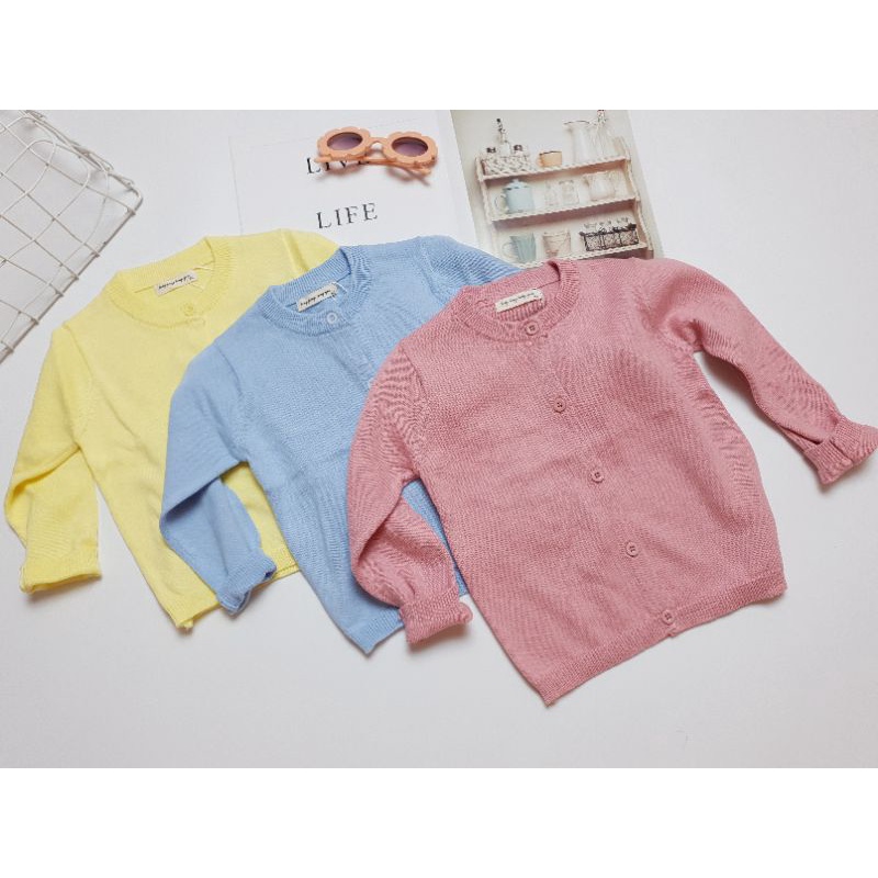 Áo khoác cho bé gái, áo len Cardigan chất mỏng nhẹ size nhí