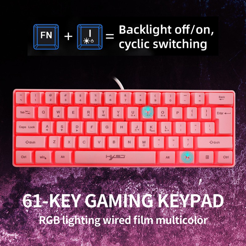 DOU Wired Gaming Keyboard 61Key Keyboard Ultra-Compact Mini Keyboard for PC Gamer