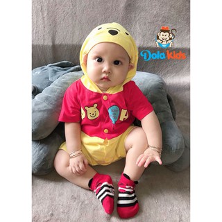 Quần áo trẻ em, trẻ sơ sinh hình thú Gấu Pool cotton ngắn tay có mũ cho bé 4 - 15 kg