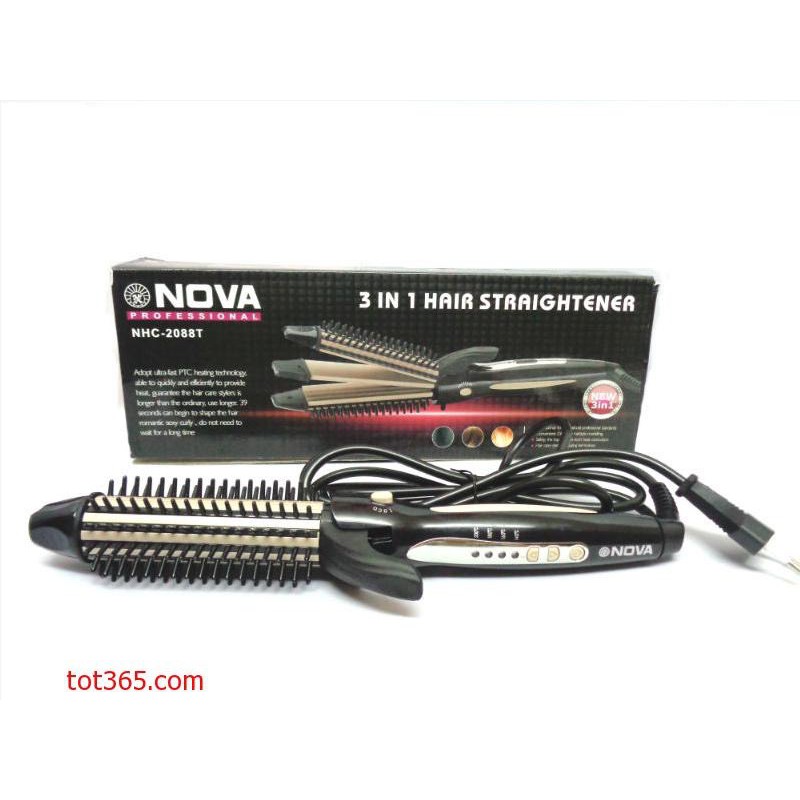 Máy làm tóc 3 trong 1 ép thẳng, dập xù, làm xoăn, NOVA 2088