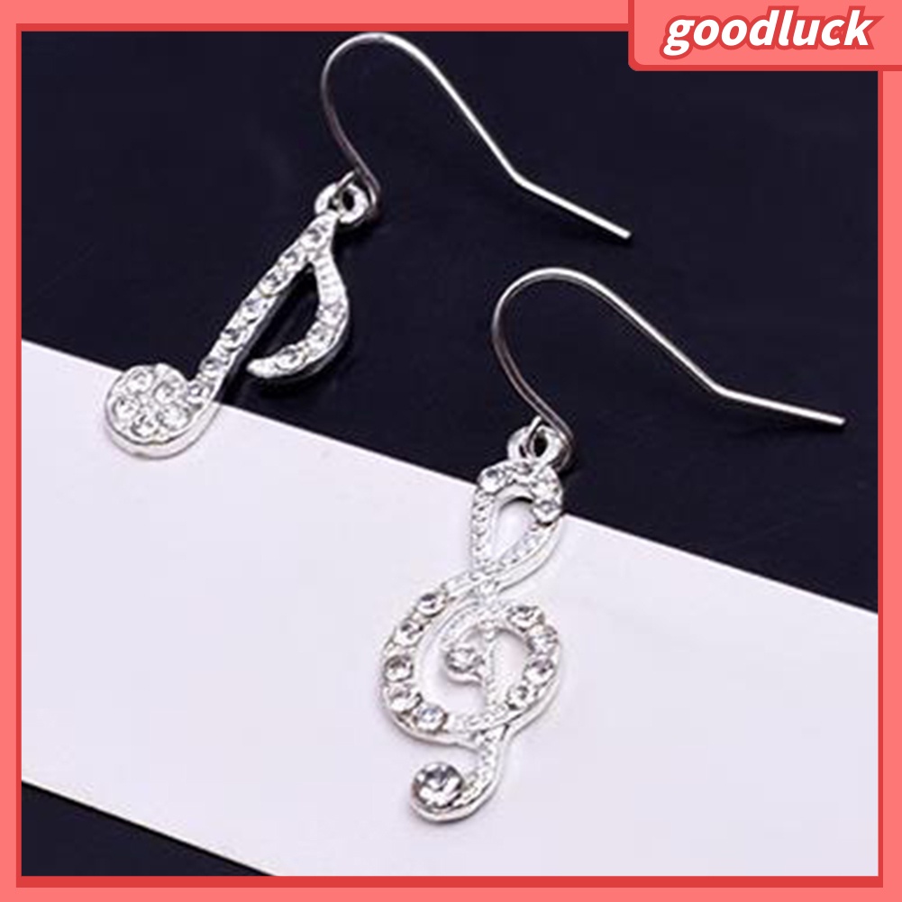 Khuyên tai dáng dài hình nốt nhạc đính đá lấp lánh thời trang nữ dễ thương