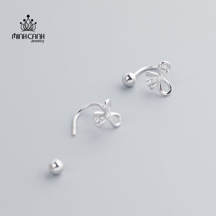 Bông Tai Bạc Nơ Bi Tròn Thời Trang - Minh Canh Jewelry