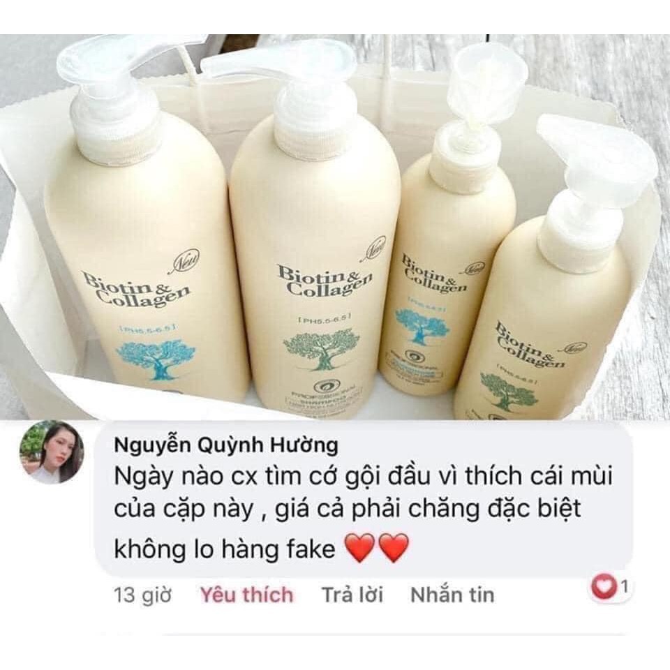 Dầu gội xả Biotin Collagen trắng, Cặp dầu gội đầu ngăn ngừa rụng tóc, giúp mọc tóc nhanh, suôn mượt