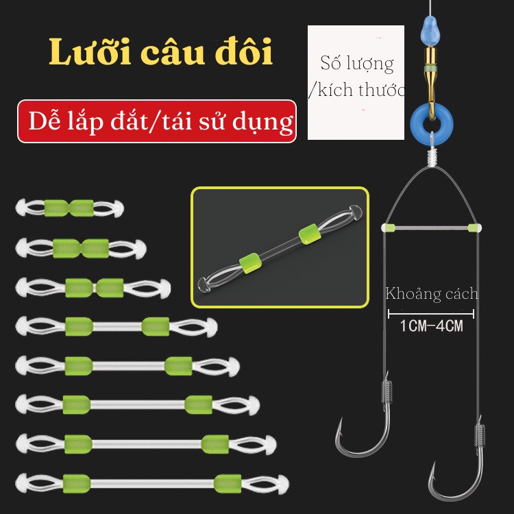 Dụng Cụ Chia Đôi Lưỡi Câu ( Vỉ 10 Chiếc ) ,Thẻo Câu Silicon cao cấp ,chống vướng , chuyên dùng cho câu đài, câu đơn