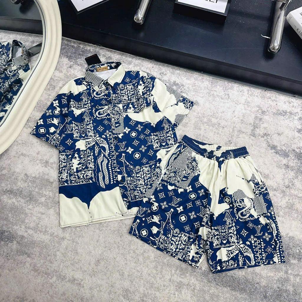 Đồ Bộ Cộc Tay Nam Mặc Hè Chất Lụa Họa Tiết Cực Đẹp Cực Mát