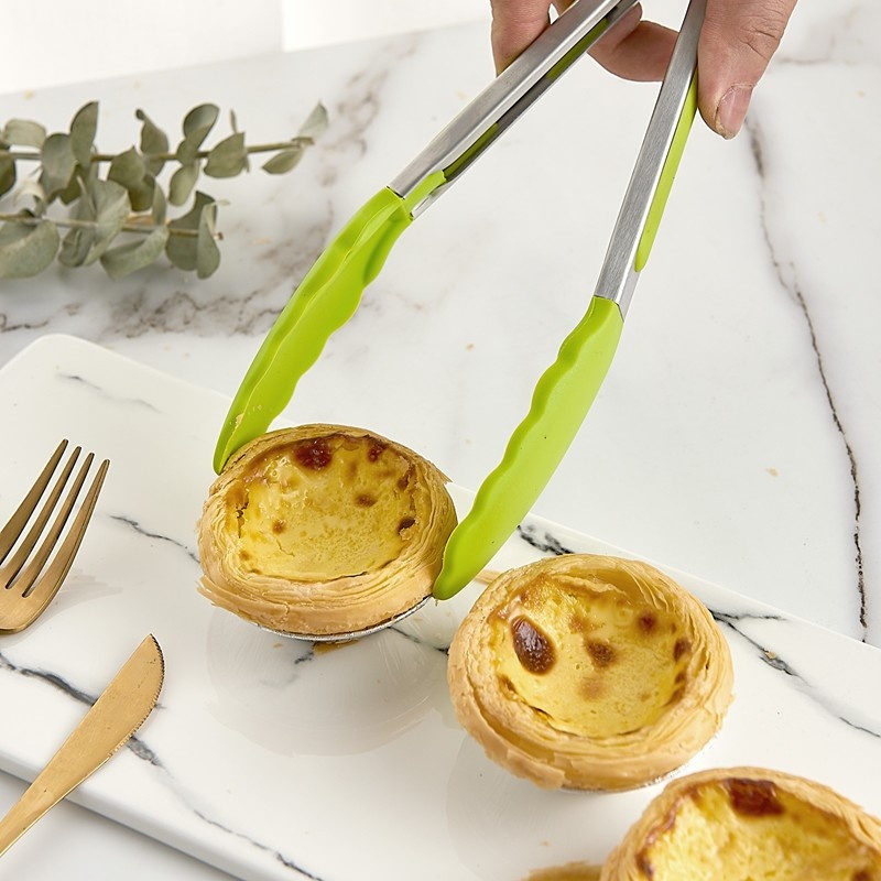 Kẹp gắp thức ăn đồ ăn nóng đầu bọc silicon cao cấp kháng khuẩn có tay cầm chống nóng có chốt gài khi không sử dụng