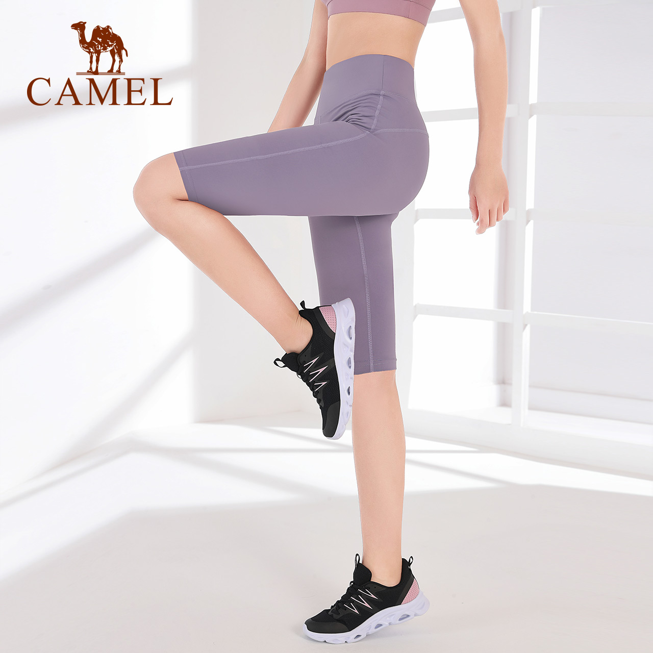 Quần thun CAMEL dài năm tấc mỏng ôm dáng phong cách đơn giản cho nữ