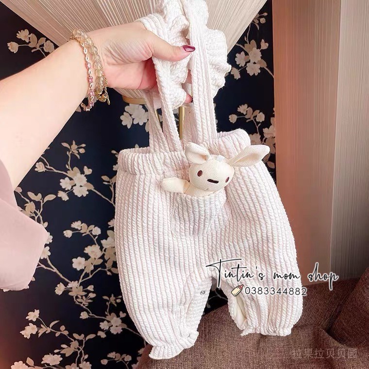 Yếm nhung dài lót bông nỉ dày cho bé gái 3-24M
