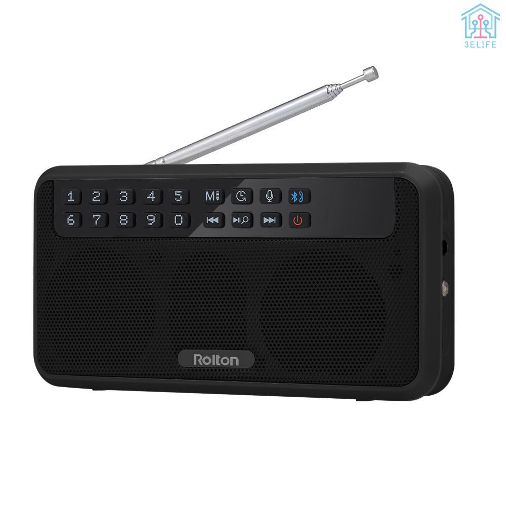 【E&amp;V】Rolton E500 Wireless Bluetooth Speaker 6W HiFi Stereo Music Player Portable Digital FM Radio w/ Flashlight LED Display Mic Support Hands-free Re