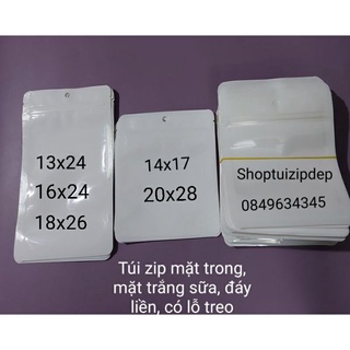 Mua 100 gam túi zip trắng sữa đáy liền có lỗ treo hàng đẹp