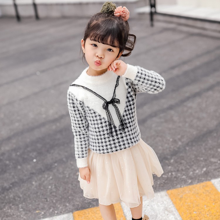 Áo len kẻ caro  bé gái size 9-24kg chất len lông nhung hàng cao cấp siêu mịn đẹp [AL22]