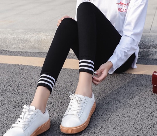 Quần legging thun bo lai big size 3 sọc size lớn 4Xl 65-80kg