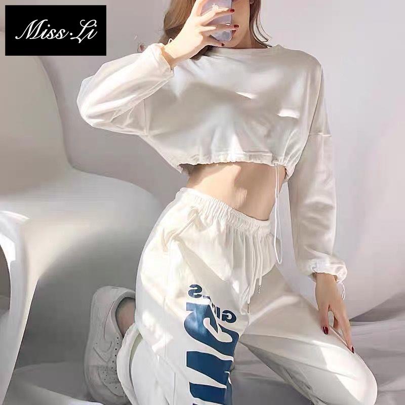 Hàng Có Sẵn Bán Chạy~Quần Thể Thao Nhảy Hip Hop Đường Phố Eo Cao Mỏng In Chữ Hip Hop Đường Phố Cho Nữ