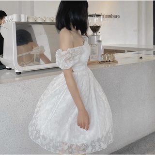Đầm trắng chụp kỉ yếu tiểu thư tay phồng Cúp ngực hở lưng tùng xòe cực dễ thương ROSE DRESS