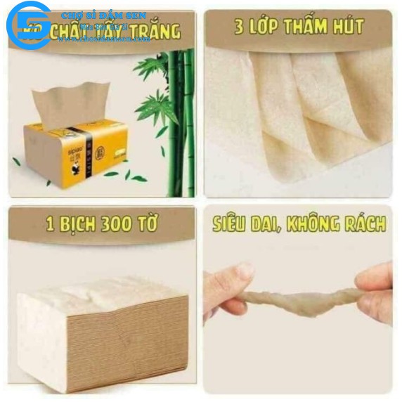 Khăn giấy ăn gấu trúc 3 lớp chống ẩm lau miệng, hàng chuẩn, dai