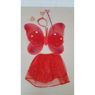 Bộ Váy + Cánh Bướm Thiên Thần Màu Đỏ Cho Bé Yêu