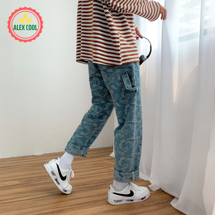 Quần jean Baggy ống xuông nam nữ hình gọt nước QJ 03 hottrend hàn quốc 2023