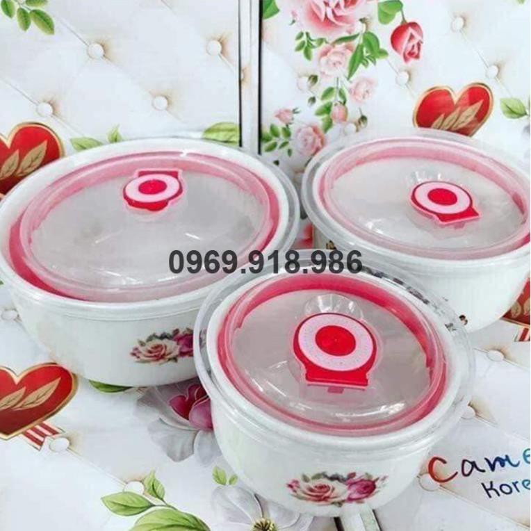 🍰 Bộ Bát Thố Sứ Bát Tràng Đựng Cơm 3 Cái Có Nắp Đậy Hút Chân Không Đẹp Giá Gốc Sỉ Rẻ 💛 Tổng Kho Gia Dụng Bình Thuận💛