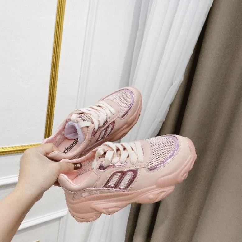 VHL(ẢNH THẬT)Giày Thể Thao Nữ Sneaker Hồng Đế 3p Pha Lưới Mềm Êm Fullbox Cao Cấp