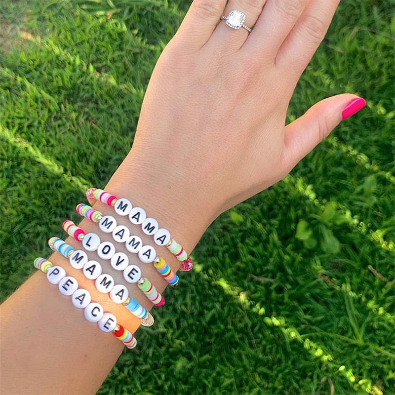 Bộ Hạt Xỏ Vòng Tay / Kính Nghệ Thuật Hình Chữ Cái DIY