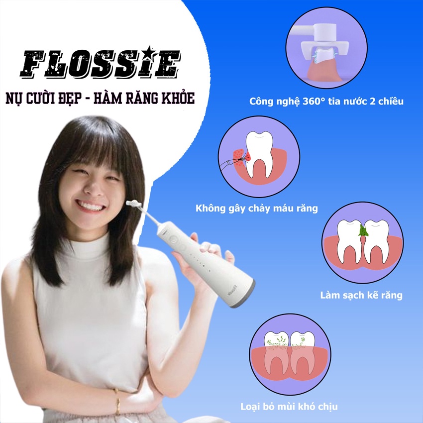 Máy tăm nước 2 chiều Flossie xoay 360 độ làm sạch an toàn hiệu quả - vistyle