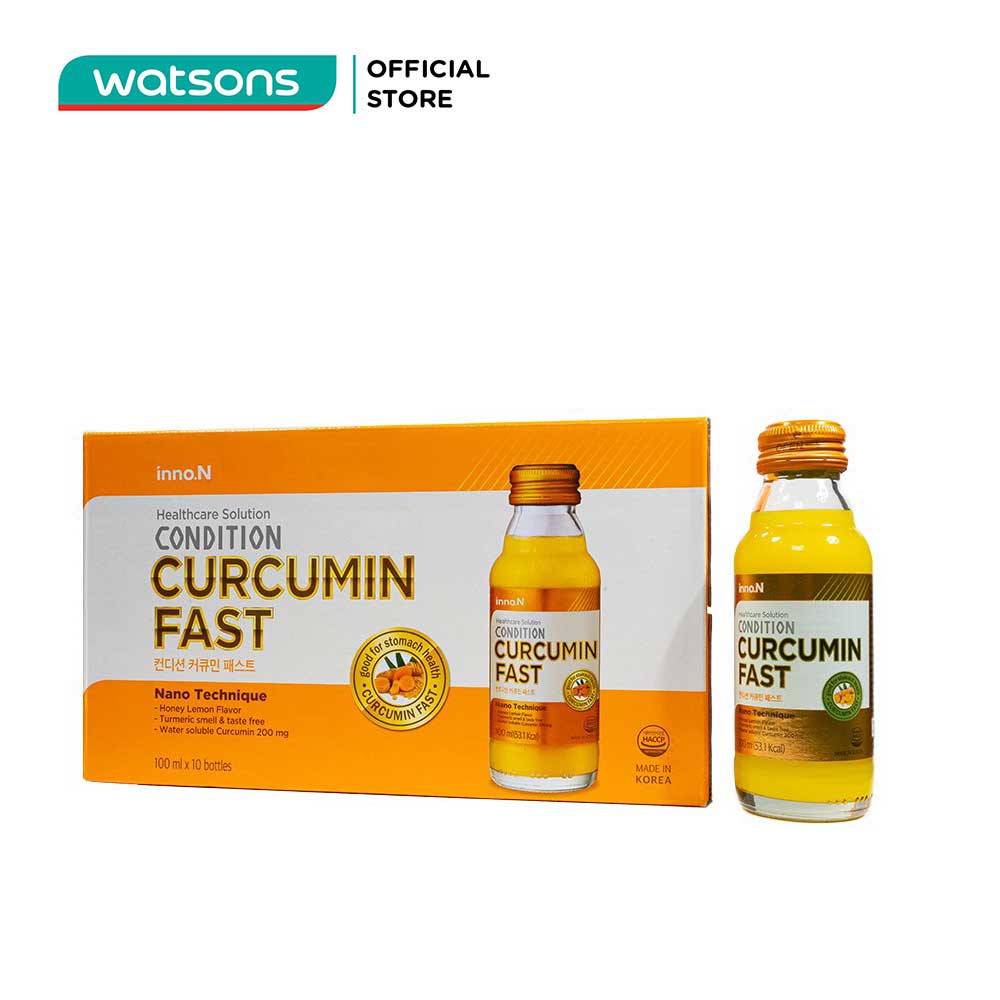 Thực Phẩm Bảo Vệ Sức Khỏe InnoN Condition Curcumin Fast Nano Nghệ Tăng Cường Hỗ Trợ Dạ Dày 100ml x10 Chai