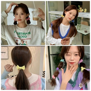 Set 2 dây cột tóc nơ vải màu kẹo
