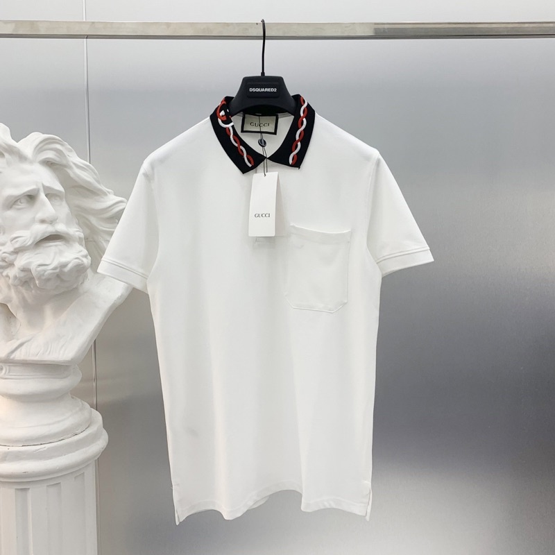 Áo Polo nam cotton gai pha cổ chun màu thêu dây chữ GG PL04P