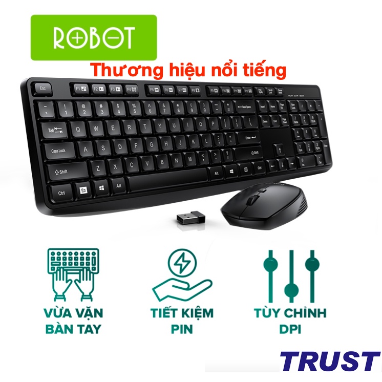 Bộ Bàn Phím Và Chuột Không Dây ROBOT KM3100 Thích Hợp Dùng Cho Laptop, Máy Tính, PC - - Hàng Chính Hãng | BigBuy360 - bigbuy360.vn