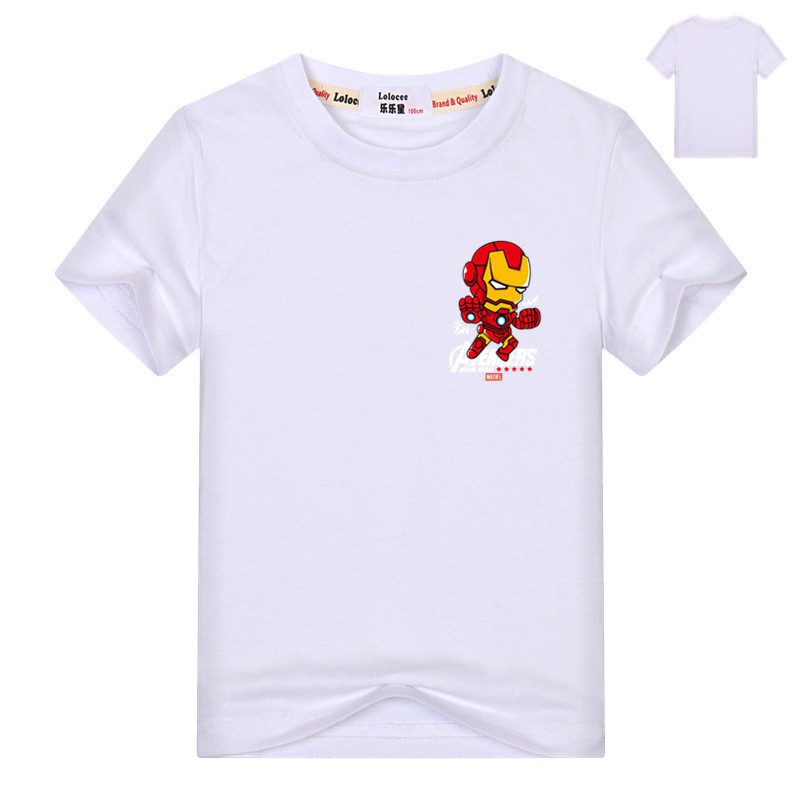 Áo thun bé trai dễ thương Iron Man Áo thun nam tay ngắn Áo phông Comic Tops Tee