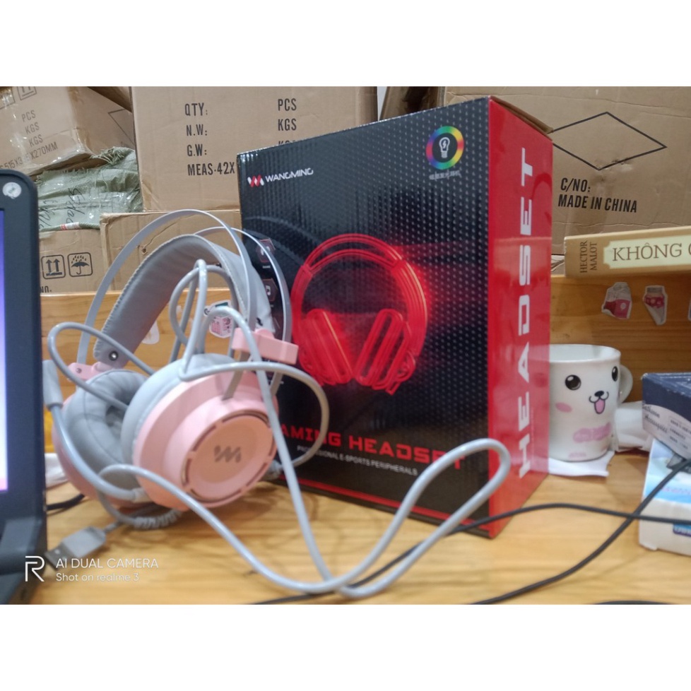 HOT -  tai nghe wangming 9800 màu hồng (cổng usb) new + fullbox