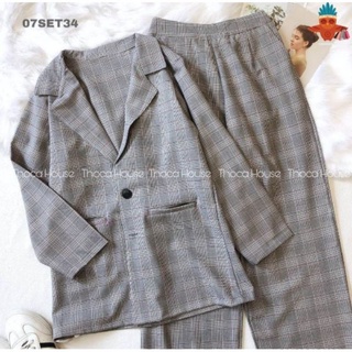vest caro quần dài