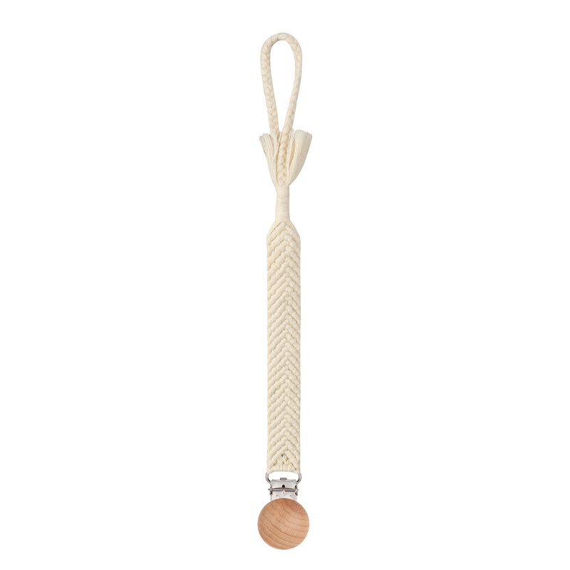1 Bộ Vòng Tay Lục Giác Bằng Cotton Dệt Kim + Giá Đỡ Núm Ti Giả + Dây Xích Kẹp DIY Cho Bé