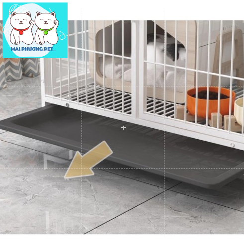 Lồng mèo nan ống 3 tầng Size L cao 1m3 (tặng võng mèo) Biệt thự cho mèo ở Chuồng mèo có bánh xe