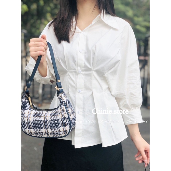 Áo sơ mi chiết eo tôn dáng phong cách Hàn Quốc,áo sơ mi nữ đẹp