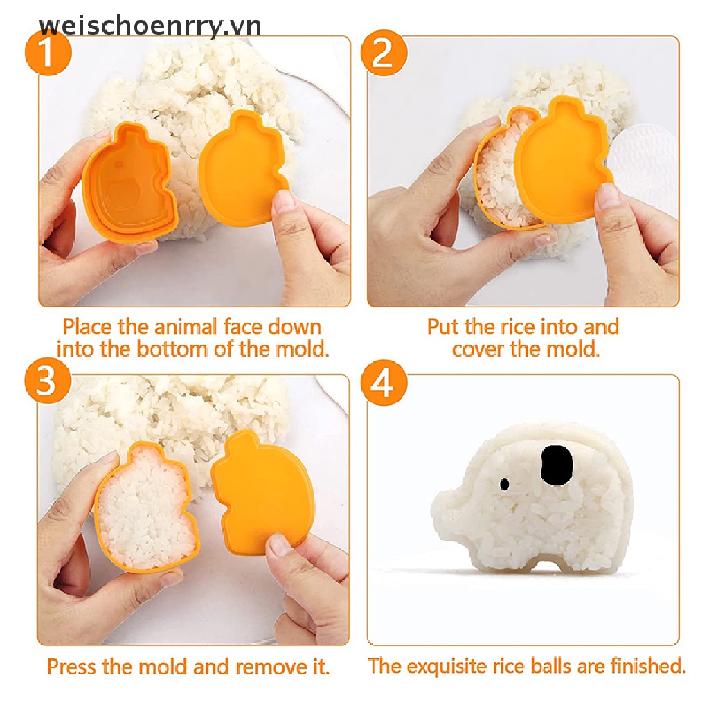 Set 3 Khuôn Làm Cơm Nắm Hình Động Vật 3 Kiểu Độc Đáo