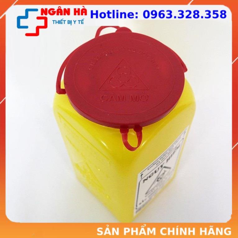 Hộp huỷ, đựng kim tiêm, vật sắt nhọn, lưỡi dao mổ, thủy tinh vật thấm máu, có tính lẫy nhiễm cao 1,5l